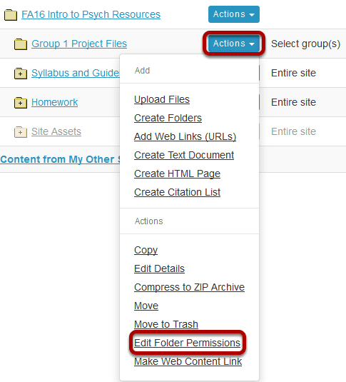 Click Actions, then Edit Folder Permissions.