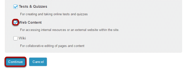 Select the Web Content tool.