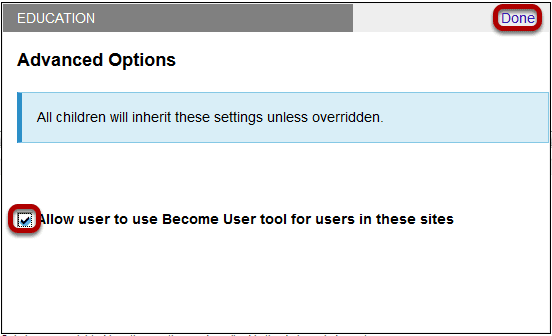 Enable Become User tool, then click Done.