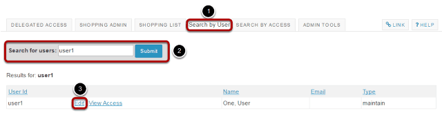 Find and select user
