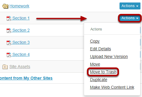 Method 2: Click Actions, then Remove.
