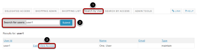 Find and select user