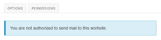 If you are not authorized to send mail, you will see the following message instead.