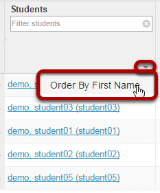 Order students by First Name.