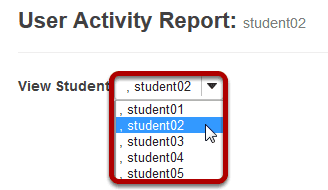 Select the student you want to view from the drop-down list.